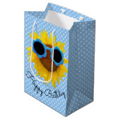 Zonnebrillen op zonnebloem Middelgrote Gift Bag Medium Cadeauzakje (Voorkant Gekanteld)