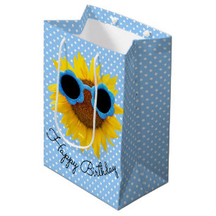 Zonnebrillen op zonnebloem Middelgrote Gift Bag Medium Cadeauzakje