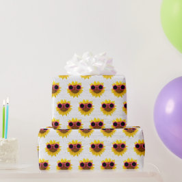 Zonnebrillen op zonnebloemen cadeaupapier