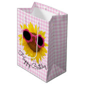 Zonnebrillen op zonnebloemen medium cadeauzakje (Voorkant Gekanteld)