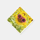 Zonnebrillen op zonnebloemen servet (Hoek)