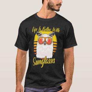 Zonnebrillen Retro Sunset Beach Vacking Owl T-shirt