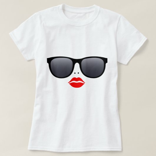 Zonnebrillen & Rode lips - T-shirt (Design voorkant)
