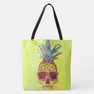zonnebrillen schedel over de canvas tas