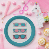 Zonnebrillen Trio Pink Papieren Bordje (Feest)