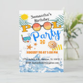 Zonnebrillen Tropische Pool Party Birthday Invitat Kaart (Staand voorkant)