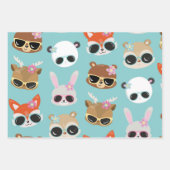 Zonnebrillen van Cute Kawaii Animals in Blue Inpakpapier Vel (Voorkant 3)
