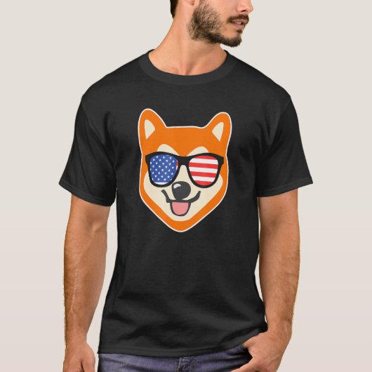 Zonnebrillen vlag Akita, 4 juli hond T-shirt (Voorkant)