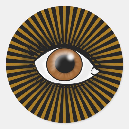 Zonnebruine ogen ronde sticker (Voorkant)