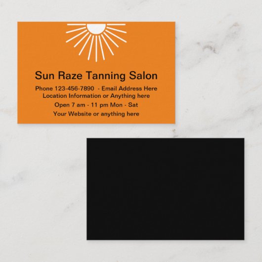 Zonnebruiningssalon of gezondheidsvoedselopslag visitekaartje (Voorkant / Achterkant)