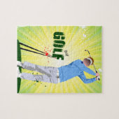Zonneburst golfer jigzaag puzzel met golfer (Horizontaal)