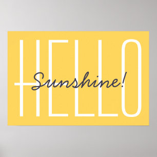 Zonnecitaat Helder Geel Minimalistisch Hallo Poster