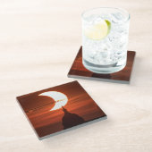 Zonneclipse 2021 glazen onderzetter (Schuin)