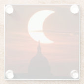 Zonneclipse 2021 glazen onderzetter (Achterkant)