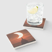 Zonneclipse 2021 stenen onderzetter (Zijkant)