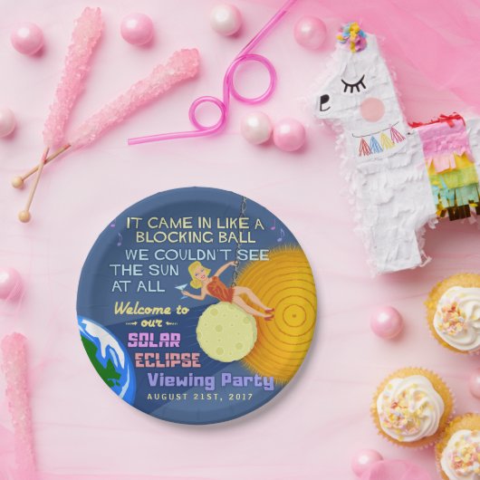 Zonneclipse Party Funny Retro Sun Viewing 2017 Papieren Bordje (Feest)