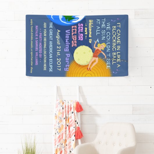 Zonneclipse Party Funny Retro Sun Viewing 2017 Spandoek (Insitu)