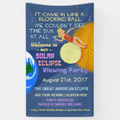 Zonneclipse Party Funny Retro Sun Viewing 2017 Spandoek (Verticaal)