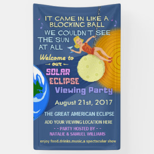Zonneclipse Party Funny Retro Sun Viewing 2017 Spandoek