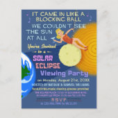 Zonneclipse Party Funny Retro Sun Viewing 2017 Uitnodiging Briefkaart (Voorkant)