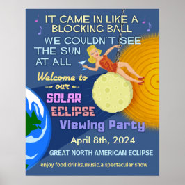 Zonneclipse Party Funny Retro Sun Viewing 2024 Poster