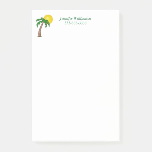 Zonnedag bij de Beach Palm Tree Custom Wording Post-it® Notes (Voorkant)