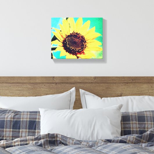 Zonnedag, een zonnebloem canvas afdruk (Insitu (Slaapkamer))