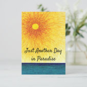 Zonnedag handgetrokken wenskaart (Staand voorkant)