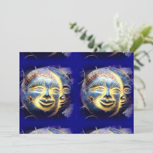 zonnedag / maangezicht uitnodiging (Staand voorkant)