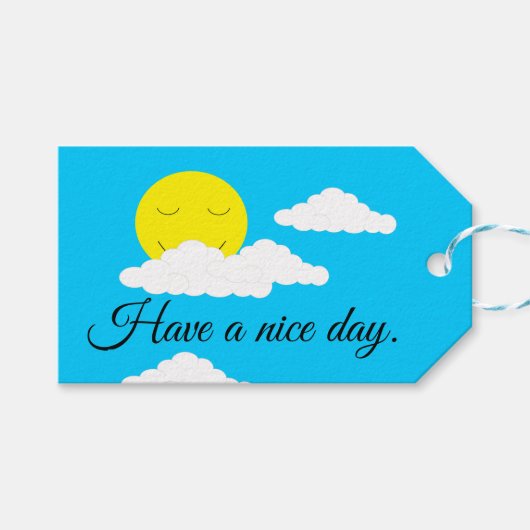 Zonnedag met Puffy Clouds Cadeaulabel (Voorkant (Horizontaal))