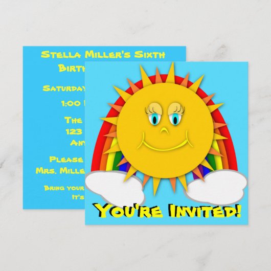 Zonnedag regenboogfeest kaart (Voorkant / Achterkant)