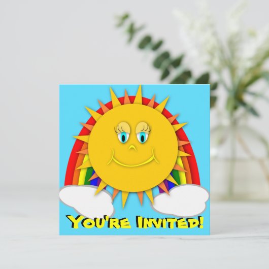 Zonnedag regenboogfeest kaart (Staand voorkant)