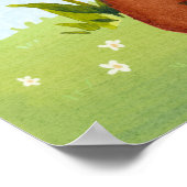 Zonnedag Waterverf Volwassenen en baby kangaroo Nu Poster (Hoek)