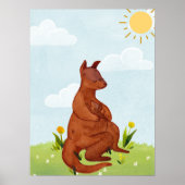 Zonnedag Waterverf Volwassenen en baby kangaroo Nu Poster (Voorkant)