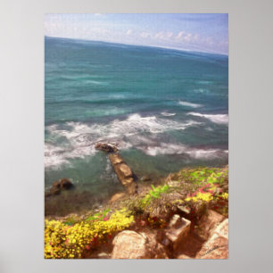 Zonnedag Zee Beach Israel Herzlia Oil Painting Poster