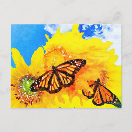Zonnedag Zonnebloemen en Monarch Butterflies Briefkaart