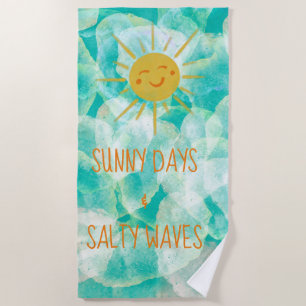 Zonnedagen en zout-golven keukenhanddoek strandlaken