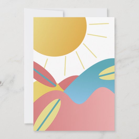 Zonnedaguitnodiging voor strandsurffeest kaart (Achterkant)