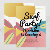 Zonnedaguitnodiging voor strandsurffeest kaart (Voorkant / Achterkant)