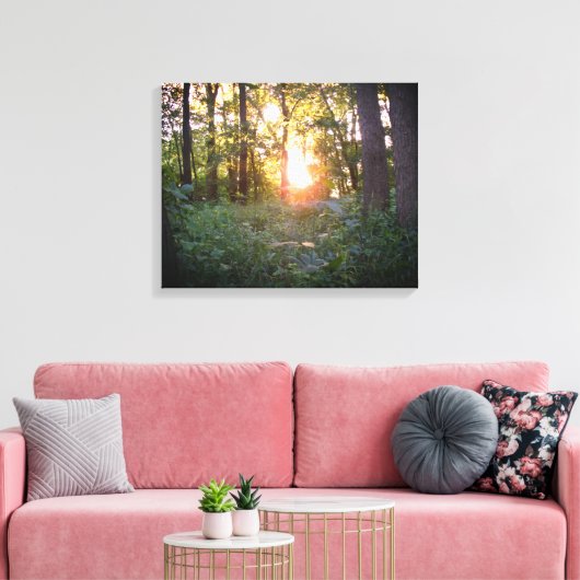 Zonnede door de bomen canvas afdruk (Insitu (Woonkamer))