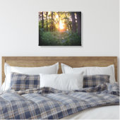 Zonnede door de bomen canvas afdruk (Insitu (Slaapkamer))