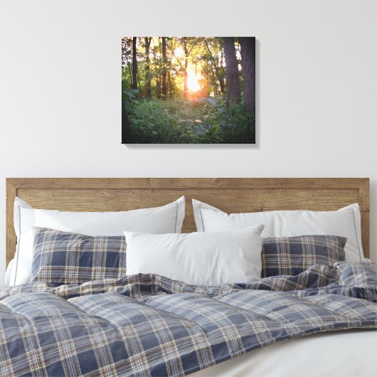 Zonnede door de bomen canvas afdruk (Insitu (Slaapkamer))