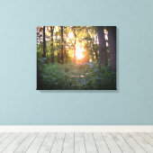 Zonnede door de bomen canvas afdruk (Insitu (Houten vloer))