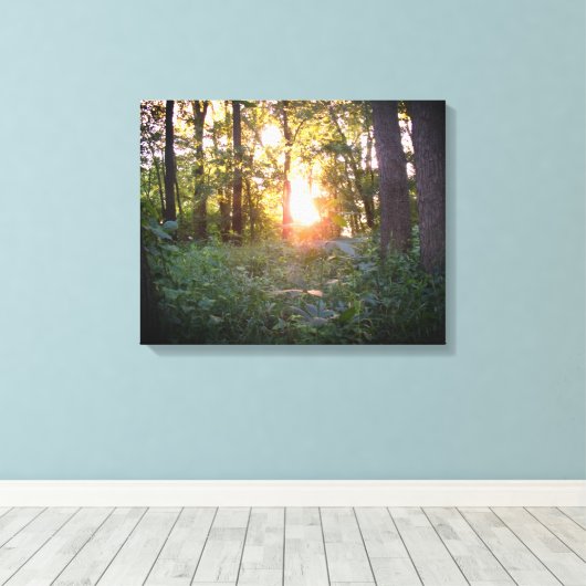 Zonnede door de bomen canvas afdruk (Insitu (Houten vloer))