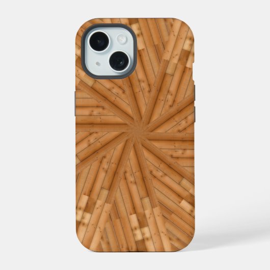 Zonnedek - Lichte Houten Zonneburst iPhone 15 Case (Achterkant)