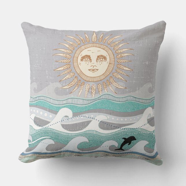 zonnedolfijngolven kussen (Voorkant)