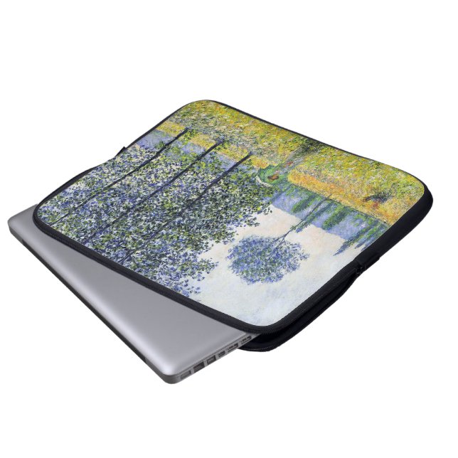 Zonneeffect onder de Poplars Claude Monet Laptop Sleeve (Voorkant onderkant)