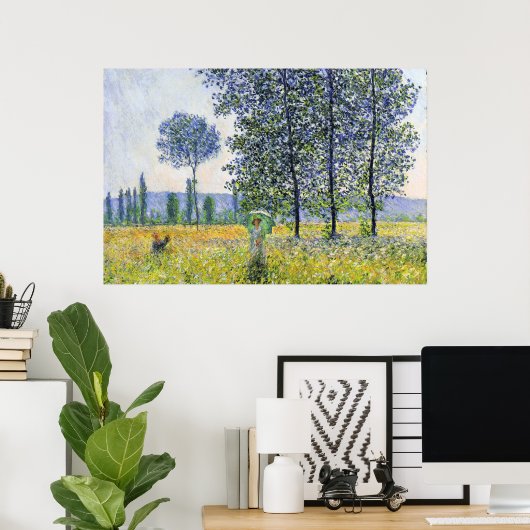 Zonneeffect onder de Poplars Claude Monet Poster (Thuiskantoor)