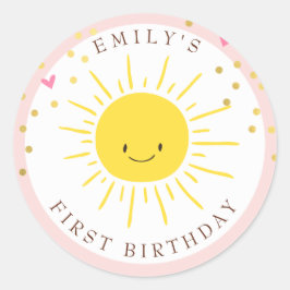 Zonneenborp sticker Birthday Girl Pink