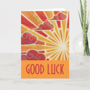 Zonnees 'Good Luck'-kaart oranje Kaart
